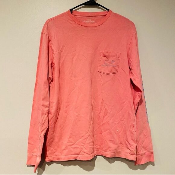 Vineyard Vines Garment Dyed Vintage Whale Long-Sleeve Pocket Graphic Tee Small - Picture 3 of 7